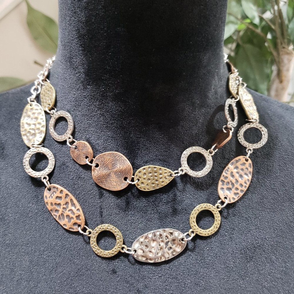 Womens Fashion Brown Paparazzi Trippin on Texture Necklace with Lobster Clasp